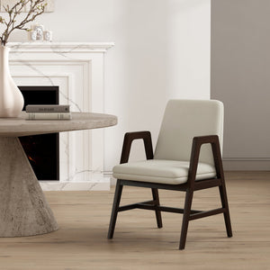 English Elm Stella Sculptural Wood Velvet Armchair Cream — Solid Beech Frame, Dark Walnut, Luxurious Plush Seat B365P397782