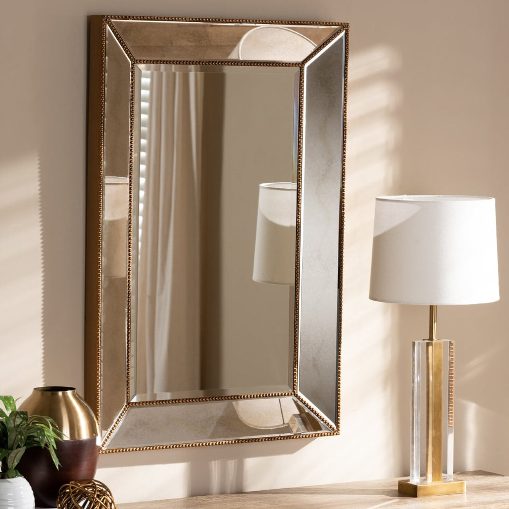 Baxton Studio Baxton Studio Neva Elegant Antique Gold Accent Wall Mirror – Versatile, Timeless Design for Any Room RXW-6177