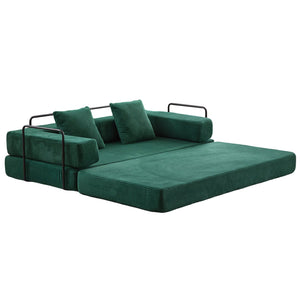 English Elm Floor Couch Convertible Sofa Bed With Pillow Back Support - Comfy Corduroy Lounge For Small Spaces W3723P345018