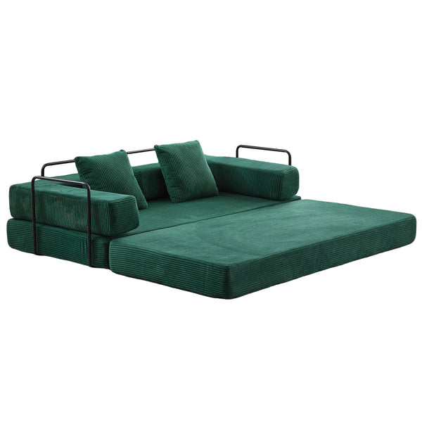 English Elm Floor Couch Convertible Sofa Bed With Pillow Back Support - Comfy Corduroy Lounge For Small Spaces W3723P345018