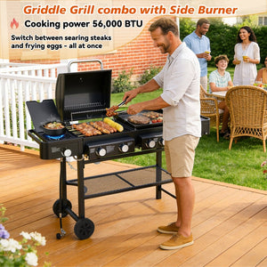 English Elm All-in-one Propane Grill Griddle Combo 745 Sq in 56000 Btu Backyard Cooker W1820P361752