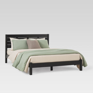 Isla Minimalist Queen Bed Frame - Sustainably Crafted Solid Pine Wood with Simple Boho Headboard