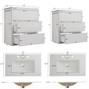 English Elm Christopher Knight Home® - 60" Double Sinks Bathroom Vanity Set with Two Ceramic Basins, Soft-Close Drawers, Sleek Handle-Free Design White N817P280550W