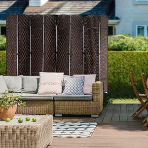 English Elm 6 Panel Room Divider Folding Screen with Hand-Woven Arched Panels Pine Frame Privacy Partition Room Decor Walnut Brown W3198P299207