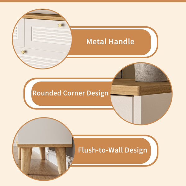 English Elm Shoes Storage Cabinet Slim Flip Door Entryway Organizer with Natural Wood Legs 16 Pairs W3166P266365