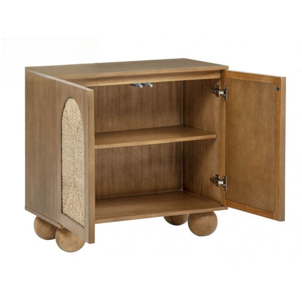 English Elm Boho Seagrass Woven Accent Cabinet with Arched Doors and Ball Feet for Entryway B011P474822