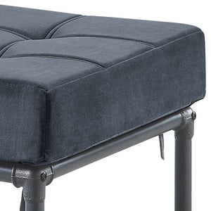 English Elm Grey Memory Foam Ottoman with Velvet Upholstery and Industrial Water Pipe Frame, Sandy Grey Accent Pillow Included B062P185730