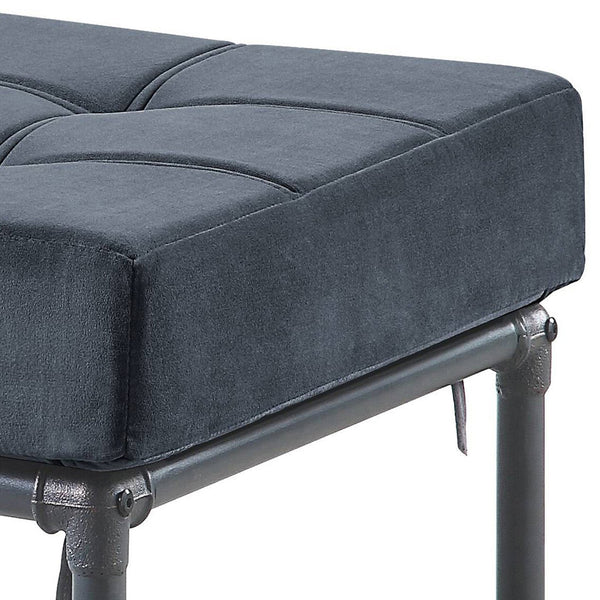 English Elm Grey Memory Foam Ottoman with Velvet Upholstery and Industrial Water Pipe Frame, Sandy Grey Accent Pillow Included B062P185730
