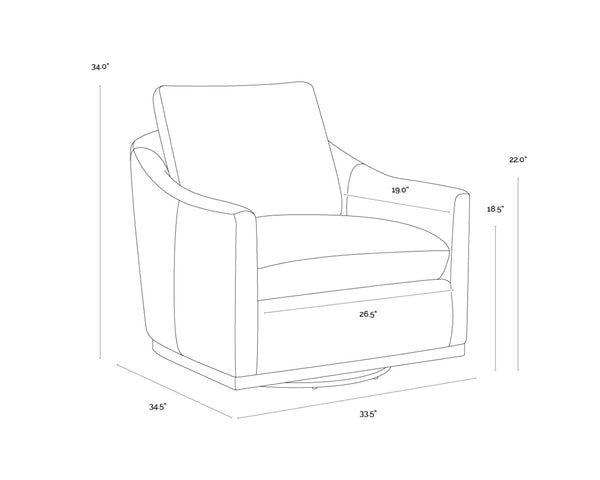Sunpan CORBIN Swivel Lounge Chair - Premium Butternut Leather with Ergonomic Comfort & Stylish Design 112093V