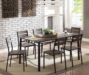 English Elm Simple Industrial Metal Frame 5pc Dining Set with Weathered Wood Top and Comfortable Side Chairs Antique brown,Black 69 L x 38 W x 5 H B011P320851