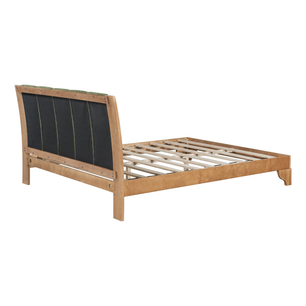 English Elm Christopher Knight Home® - Premium Pine Wood Queen Bed Frame With Upholstered Headboard - Mid-Century Modern Style & Durability N770P345991N_N770P345992N