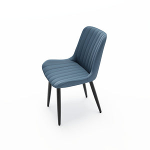 English Elm Set of 2 Armless Pu Leather Dining Chairs Cushioned Seat Brushed Metal Legs Modern Blue W3316P426930