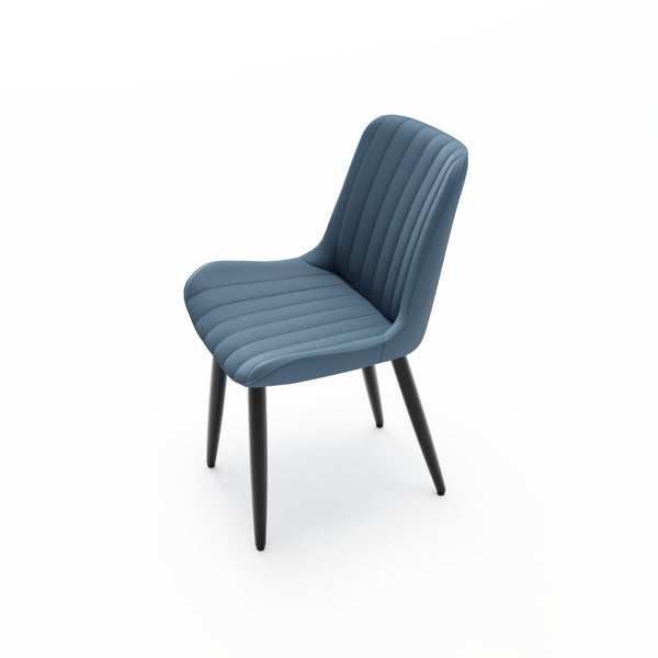 English Elm Set of 2 Armless Pu Leather Dining Chairs Cushioned Seat Brushed Metal Legs Modern Blue W3316P426930
