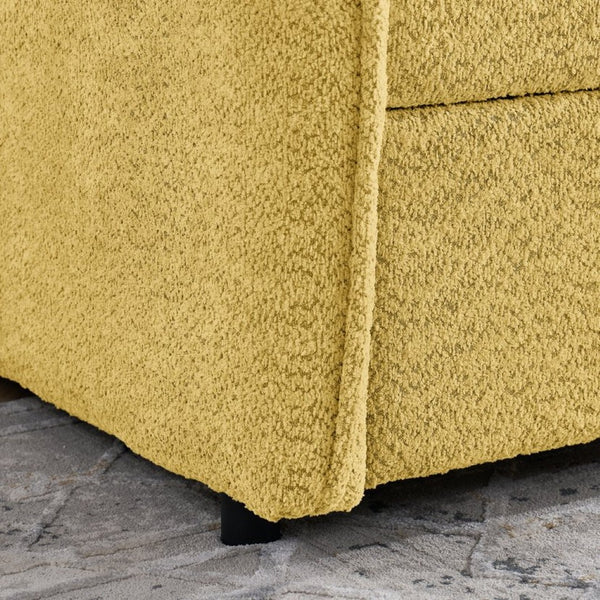 English Elm Daybed Boucle Upholstered Tufted Twin Trundle Sofa for Guest Bedroom Studio Lounge Yellow W1413S00174
