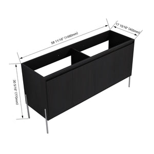 English Elm 60" Modern Freestanding Bathroom Vanity Cabinet with Soft-Close Doors, Ample Storage, KD Package Excluding Sink W1972P243180