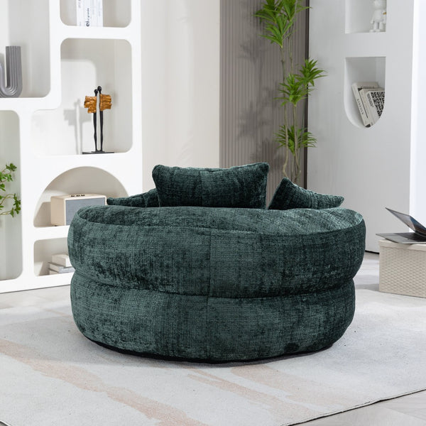 English Elm Lazy Sofa Oversized Ergonomic Bean Bag Lounger with High Wrap Back, Plush Chenille Foam Comfort for Living Room, Bedroom, Office Emerald W395P252054