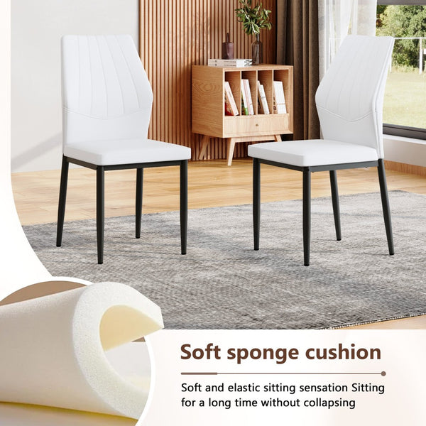 English Elm Table And Chair Set - 64.5" Stylish Black Wood Dining Table With 6 Ergonomic Black & White Chairs W1151S04307-GIGA