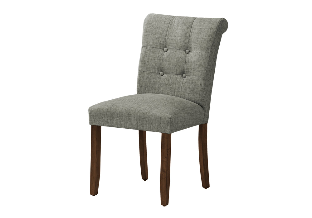 English Elm Dining Chair Upholstered Set of 2 with Linen-Look Fabric, Walnut Legs, 21" Seat Height, Modern Comfort Grey 39 L x 15 W x 21 H B2710P286998