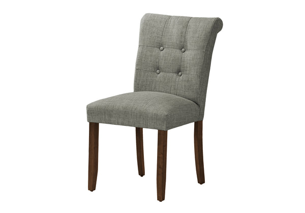 English Elm Dining Chair Upholstered Set of 2 with Linen-Look Fabric, Walnut Legs, 21" Seat Height, Modern Comfort Grey 39 L x 15 W x 21 H B2710P286998