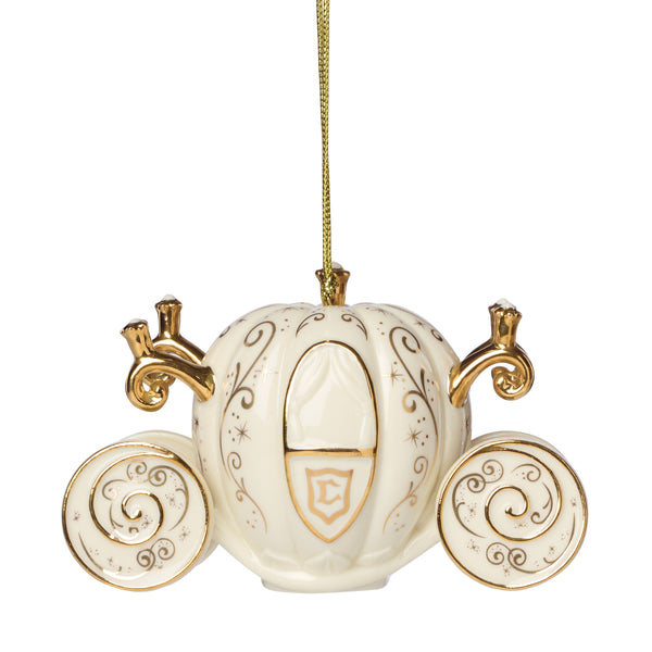 Lenox Licensed Porcelain Christmas Ornament Officially Holiday Tree Collectible with Gold Accent Cinderella's Coach Ornament 887036