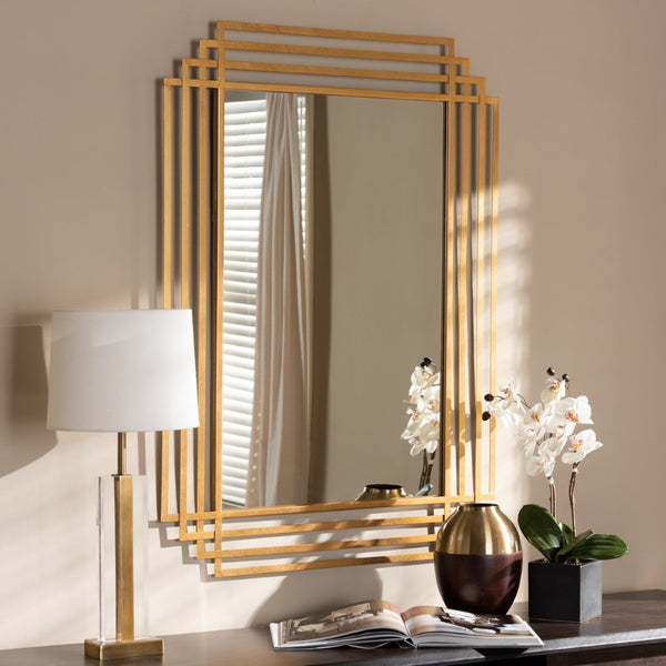 Baxton Studio Baxton Studio Kalinda Art Deco Antique Gold Accent Mirror – Luxurious Rectangular Design for Any Room RXW-6233
