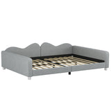 English Elm Full Size Upholstered Daybed, Sherpa Fabric Sofabed With Cloud-Shaped Backrest, No Box-Spring Needed, Gray