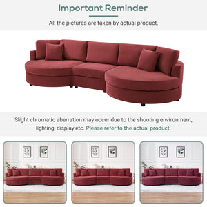 English Elm Christopher Knight Home® - 3-seater Curved Chenille Sofa with Plush 7.5" Seat Cushions and Two Pillows for Stylish Living Red N763S000020J