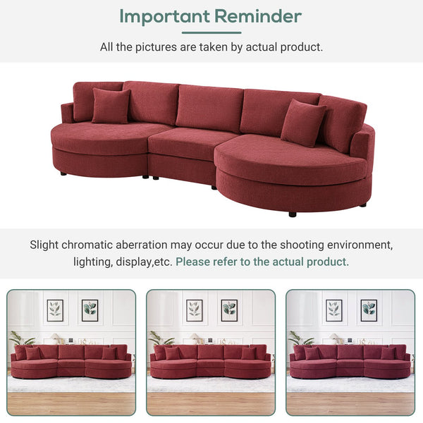 English Elm Christopher Knight Home® - 3-seater Curved Chenille Sofa with Plush 7.5" Seat Cushions and Two Pillows for Stylish Living Red N763S000020J