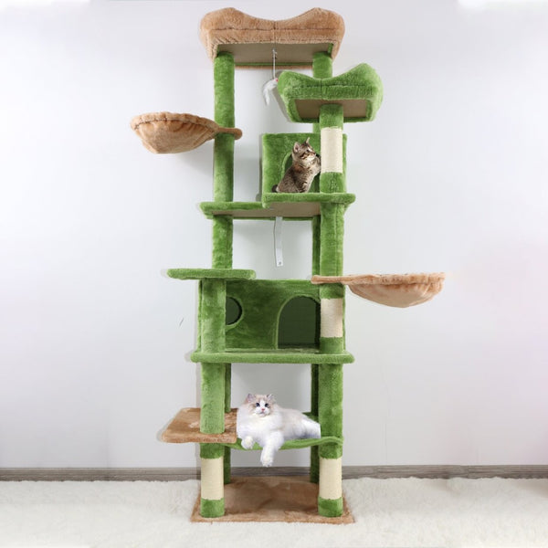 English Elm 68in Plush Six Level Cat Tower with Cave Hammocks Sisal Posts for Indoor Cats W243P351712