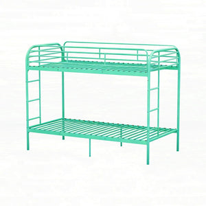 English Elm Metal Twin Over Bunk Bed Heavy Duty Frame Dual Ladder Kids Shared Room Green W3752P412391