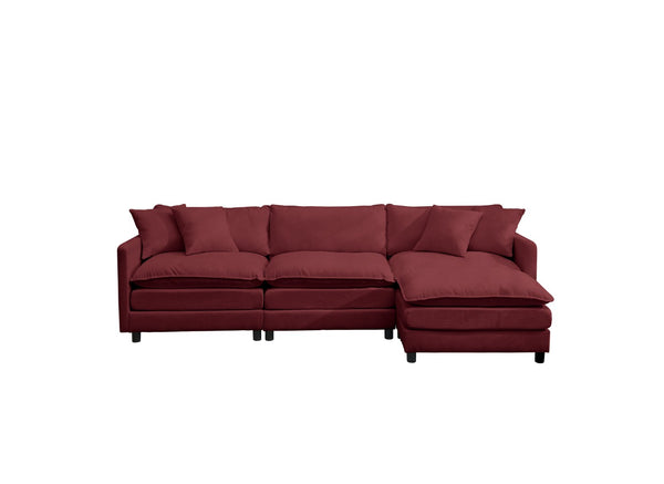 English Elm 108-inch Modular Chenille Sectional Sofa Deep Seat L-shape for Open Living Rooms Red W2795S00048
