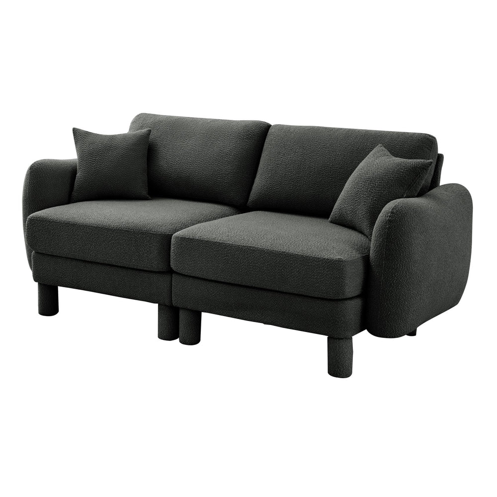 English Elm Boucle 2-Seater Loveseat Sofa In Dark Grey - Soft Fabric, Shell-Shaped Armrests, Modern Comfort W3041S00298