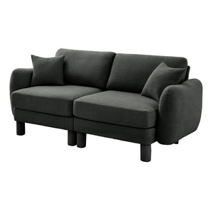 English Elm Boucle 2-Seater Loveseat Sofa In Dark Grey - Soft Fabric, Shell-Shaped Armrests, Modern Comfort W3041S00298
