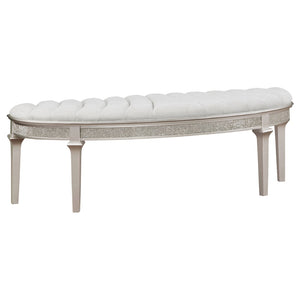 English Elm Colwood Channel Tufted Ivory Curved Bench with Tapered Legs for Bedroom Entryway B062P441145