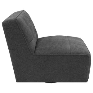 English Elm Manhattan Dark Charcoal Swivel Tufted Chair with Bouclé Upholstery, Pocket Coil Comfort, 31"H B062P358329