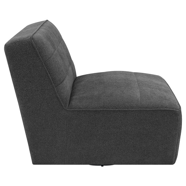 English Elm Manhattan Dark Charcoal Swivel Tufted Chair with Bouclé Upholstery, Pocket Coil Comfort, 31"H B062P358329