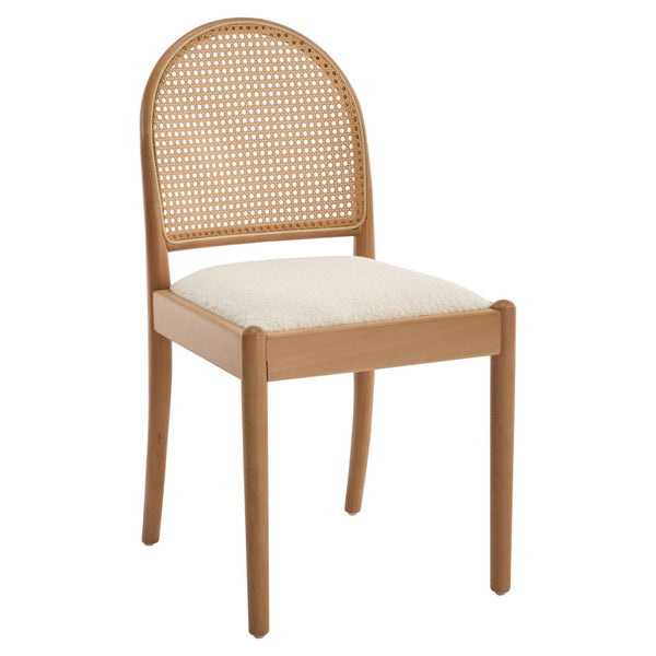 English Elm Rattan Backrest Dining Chairs Set of 2 Teddy Fabric Cushion Solid Wood Legs Kitchen Beige W3244P475485