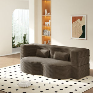 English Elm Modern Corduroy Floor Sofa Foldable Twin Sleeper Foam Filled for Dorms and Playrooms Coffee W1885P446609