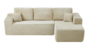 English Elm 104" Cloud Sectional Sofa Plush Corduroy L Shape Chaise No Assembly Living Room W3975S00029