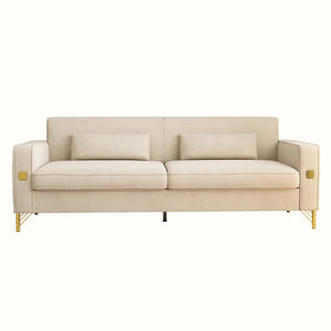 English Elm FX-P18-BK(sofa)Luxury Soft Faux Sherpa Sofa with Gold Accents, Removable Cushions, Modern Chic Design Beige W57649843