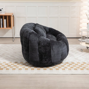 English Elm Bean Bean Bag Sofa High-Density Memory Foam Two-Seater Lounger High Back Chenille Cozy Support Black W395P181440