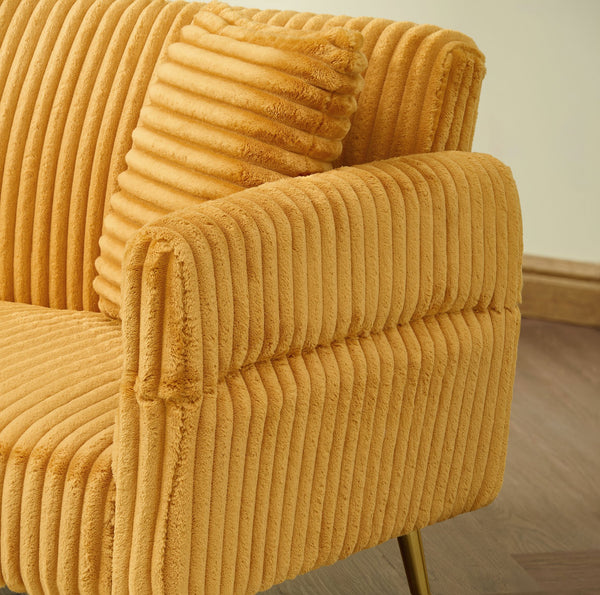 English Elm 79 Corduroy Sofa Bed Foldable Double Convertible Sleeper with Folding Armrests for Compact Living Rooms Yellow W2290P250581