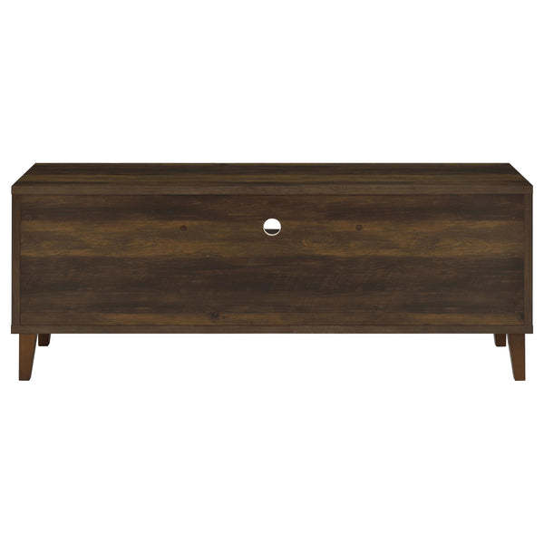 English Elm Jenine Dark Pine 60" TV Stand with Slatted 2-Door Storage, Rustic Melamine Finish, Durable MDF Design B062P299830