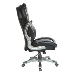 OSP Home Furnishings Bonded Leather Executive Office Chair with Lumbar Support and Ergonomic Adjustable Seat Titanium ECH620867-EC3