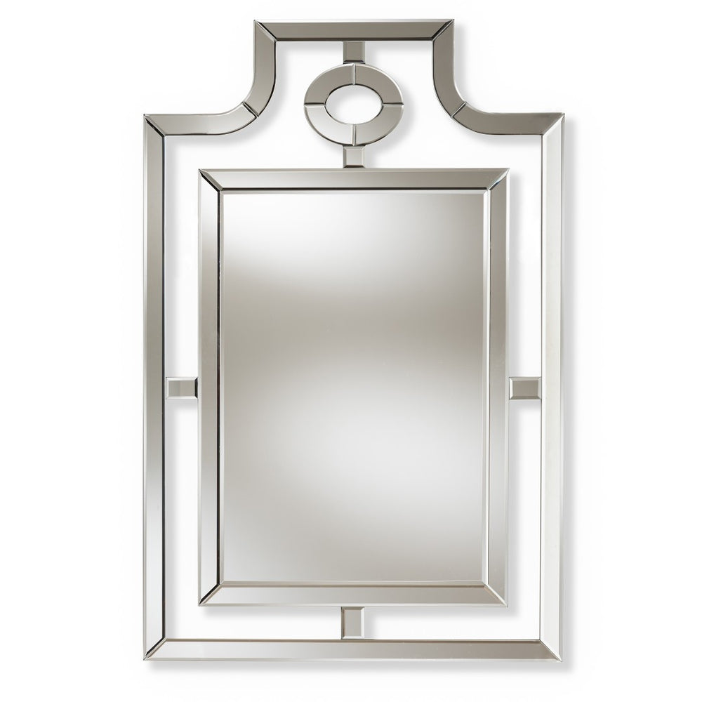 Baxton Studio Baxton Studio Iria Modern Pagoda Wall Mirror in Silver Finish – Elegant Accent for Any Space RXW-5949