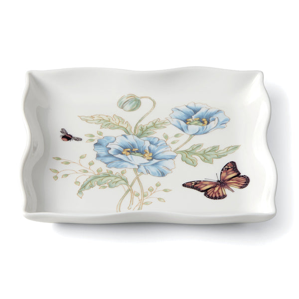Lenox Butterfly Meadow Porcelain Candy Dish Floral Hand-painted Accent for Home and Kitchen Decor Square Dish 887964