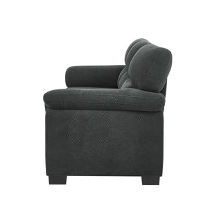 English Elm 3-seater Track Arm Sofa Tufted Textured Fabric Couch for Modern Living Rooms Dark Gray W5568S00009