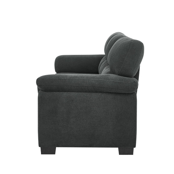 English Elm 3-seater Track Arm Sofa Tufted Textured Fabric Couch for Modern Living Rooms Dark Gray W5568S00009