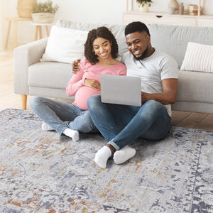 English Elm Payas Collection 8X10 Traditional Area Rug In Ivory And Grey - Soft, Durable, Family & Pet Friendly! B189P183544-GIGA