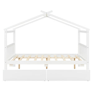 English Elm Twin House Bed Solid Pine Kids Cottage Frame with Storage Drawers Imaginative Room N708P309247K